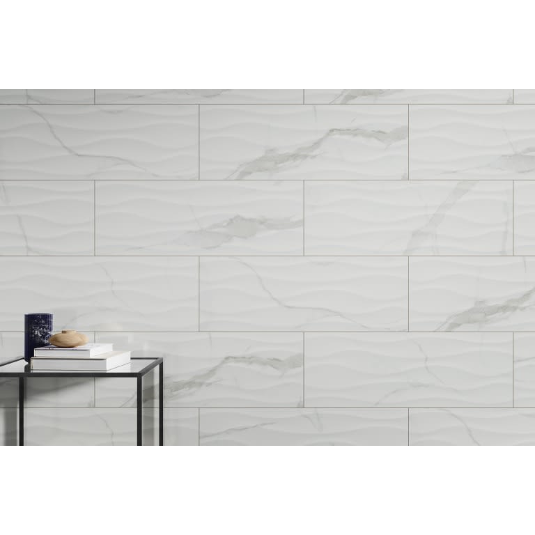 SCULPTURE WAVE WHITE GL 13X36