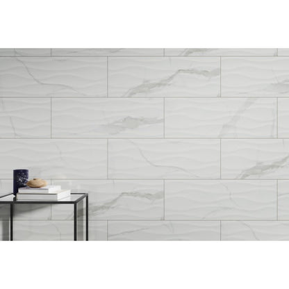 SCULPTURE WAVE WHITE GL 13X36