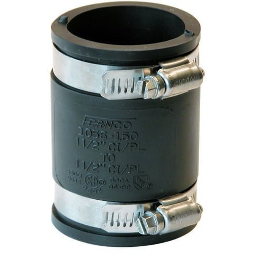 Transition Coupling, 1-1/2 in, Cast Iron/Plastic x Cast Iron/Plastic, Flexible PVC