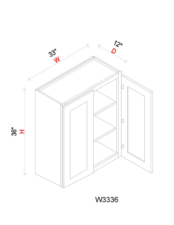Wall Cabinet - 33"W x 36"H x 12"D