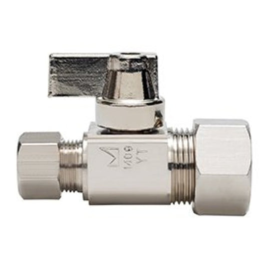 Quarter Turn Straight Stop, 5/8 x 3/8 in, Comp, Chrome