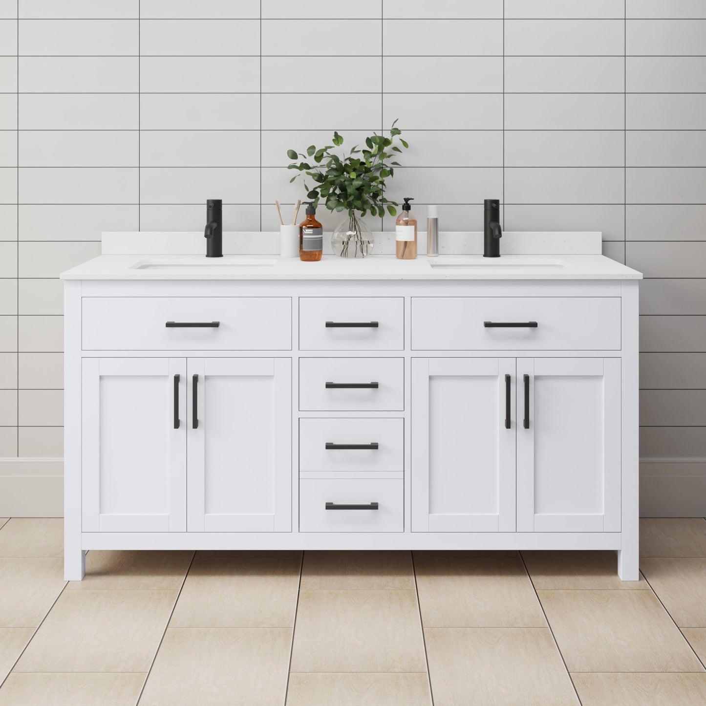 Beckett Double Bathroom Vanity - 66W x 35H x 22D