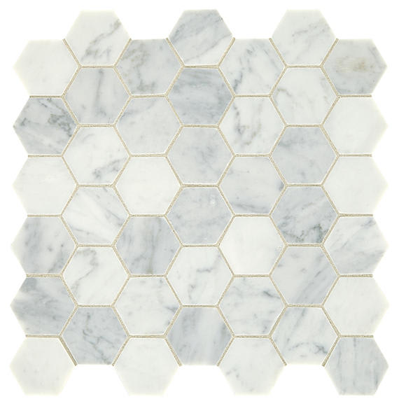 Marble Carrara White Straight Joint, Straight Edge 2X2 Honed