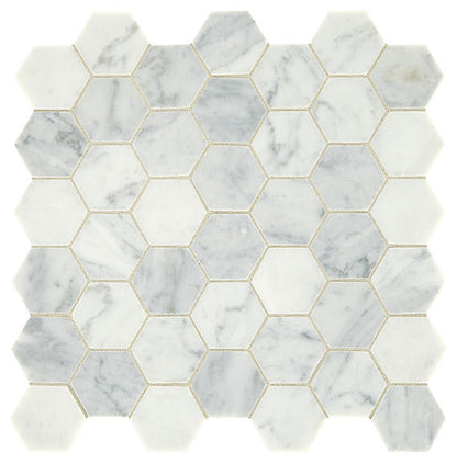 Marble Carrara White Straight Joint, Straight Edge 2X2 Honed