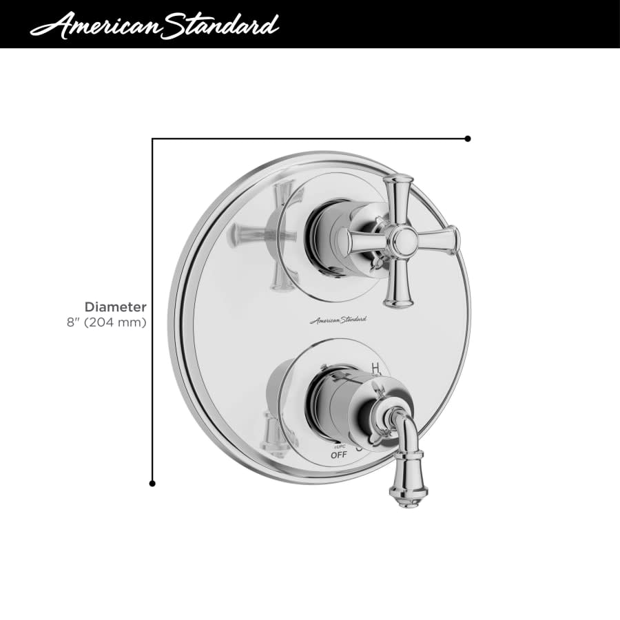 Delancey 3 Function Pressure Balanced Valve Trim Only with Double Cross Handle, Integrated Diverter - Less Rough In