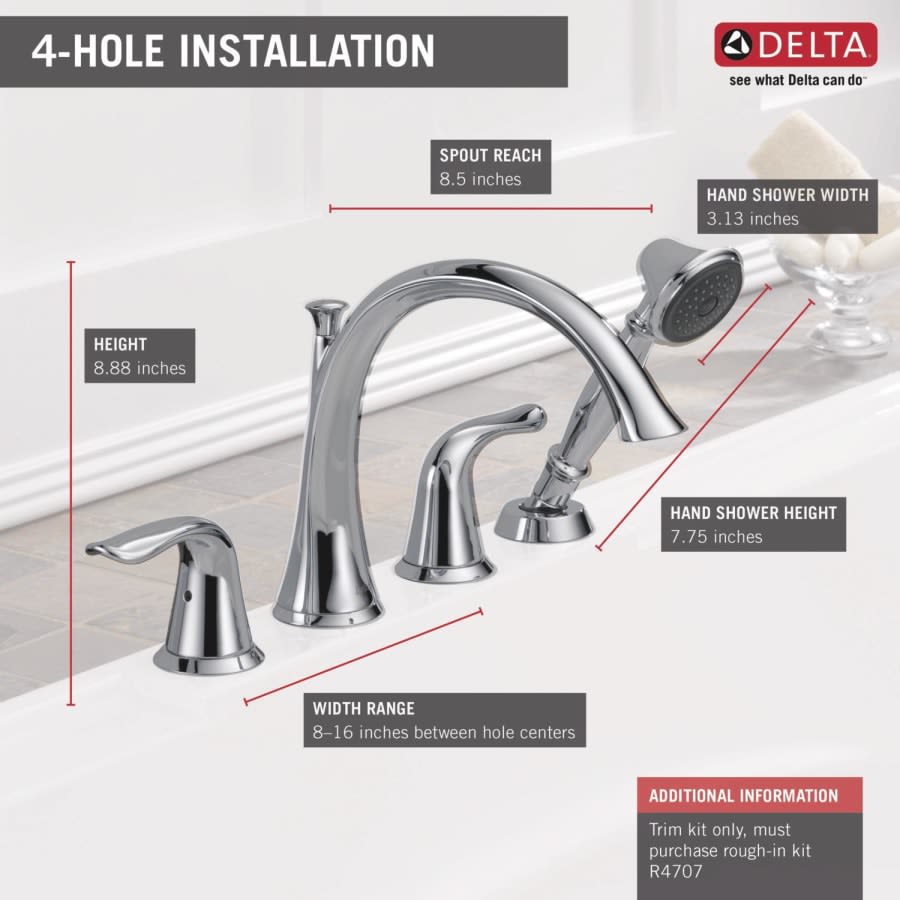 Lahara Deck Mounted Roman Tub Filler Trim with Hand Shower