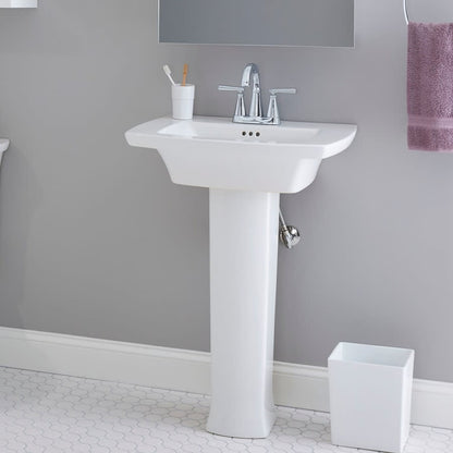 Edgemere 25" Fireclay Pedestal Bathroom Sink with 3 Faucet Holes at 4" Centers and Overflow - Less Pedestal