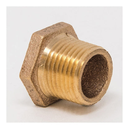 Hex Head Bushing, 3/8 x 1/8 in, MNPT x FNPT, Lead Free Brass, Rough Brass