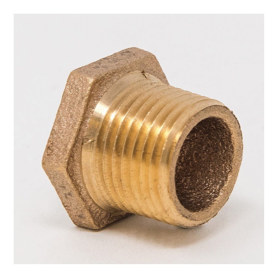 Hex Head Bushing, 3/4 x 1/8 in, MNPT x FNPT, Lead Free Brass, Rough Brass