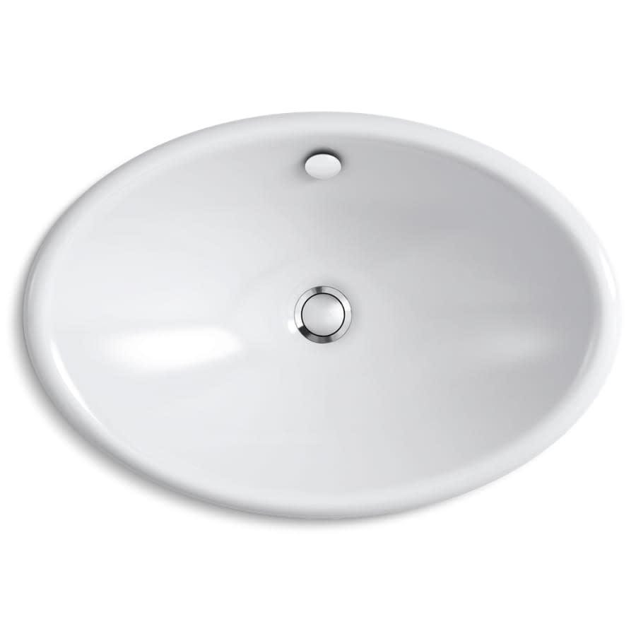 Iron Plains 20-3/4"L Enameled Cast Iron Wading Pool Oval Bathroom Sink with Overflow and White Painted Underside