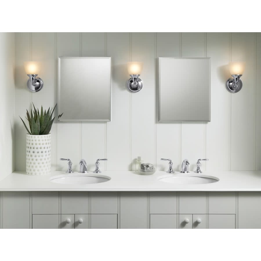 16" x 20" Single Door Reversible Hinge Frameless Mirrored Medicine Cabinet