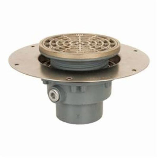 822 Trap Primer Floor Drain, 2 in Outlet, No Hub, 5-1/2 in Round Nickel Bronze Top