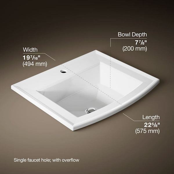 Archer 22-5/8" Drop In Bathroom Sink with 1 Hole Drilled and Overflow