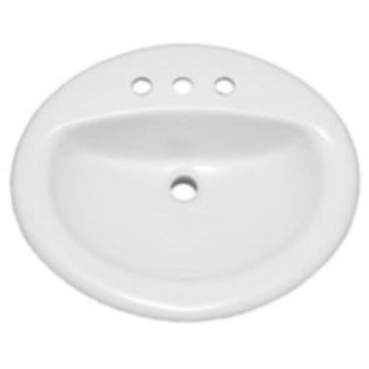 Rockaway 20-1/2" Oval Vitreous China Drop In Bathroom Sink with Overflow and 3 Faucet Holes at 8" Centers