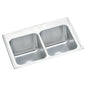 Lustertone™ Classic Double Bowl Kitchen Sink, Top Mount, 33 x 22 in, 10 in Bowl Depth, 3-Hole, 18 ga Lustrous Satin Steel, Stainless