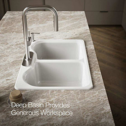Hartland 33" Double Basin Top-Mount Enameled Cast-Iron Kitchen Sink