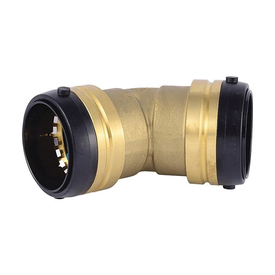 45 deg Elbow, 2 in, Push, Brass