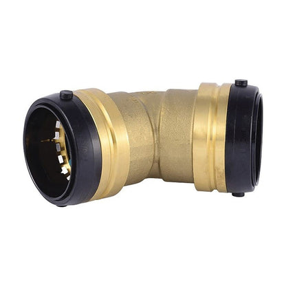 45 deg Elbow, 2 in, Push, Brass