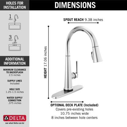 Emmeline 1.8 GPM Pull-Down Kitchen Faucet with On/Off Touch Activation, ShieldSpray and Magnetic Docking Spray Head