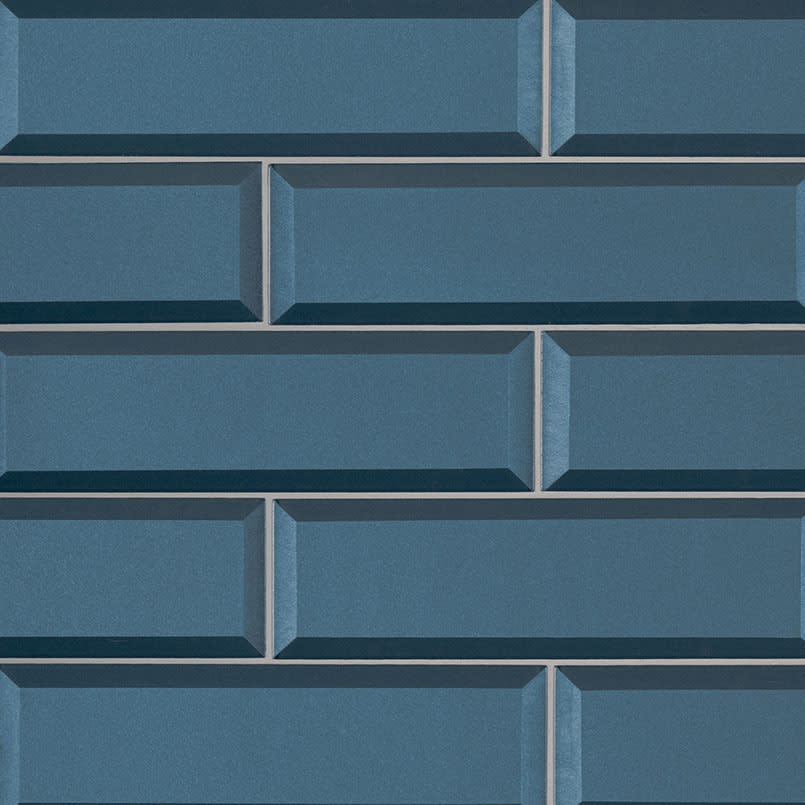 Tahiti Blue Glass Tile Beveled