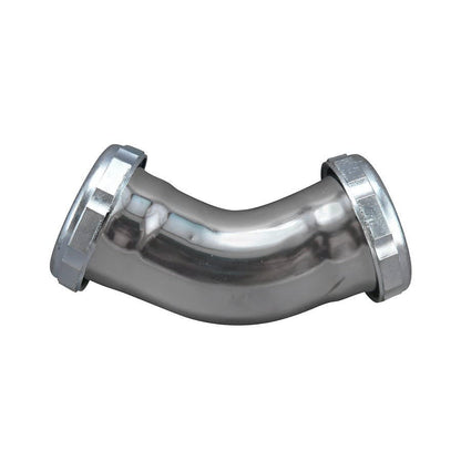45 deg Tubular Elbow, 1-1/2 in, 22 ga, Chrome
