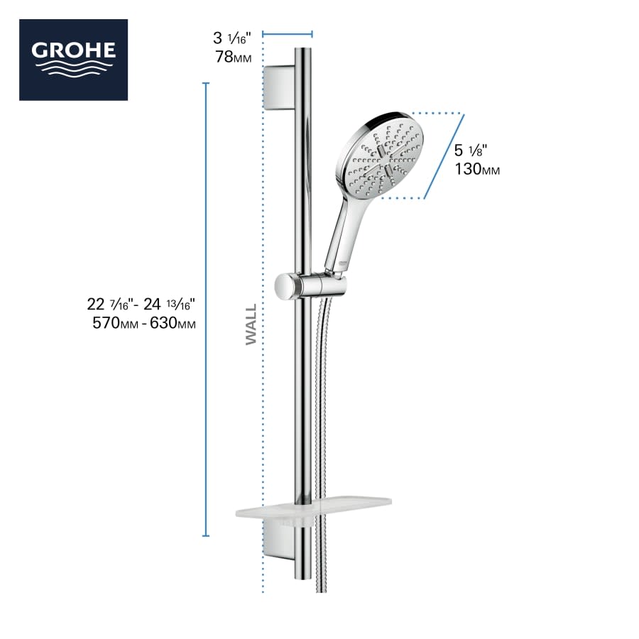 Rainshower 1.75 GPM Multi Function Hand Shower Package with StarLight, DreamSpray, EcoSpray, Speed Clean and QuickFix - Includes Slide Bar and Hose