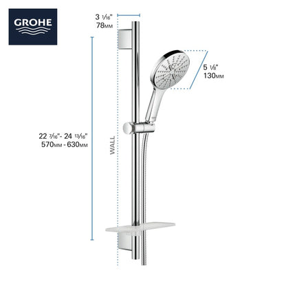 Rainshower 1.75 GPM Multi Function Hand Shower Package with StarLight, DreamSpray, EcoSpray, Speed Clean and QuickFix - Includes Slide Bar and Hose