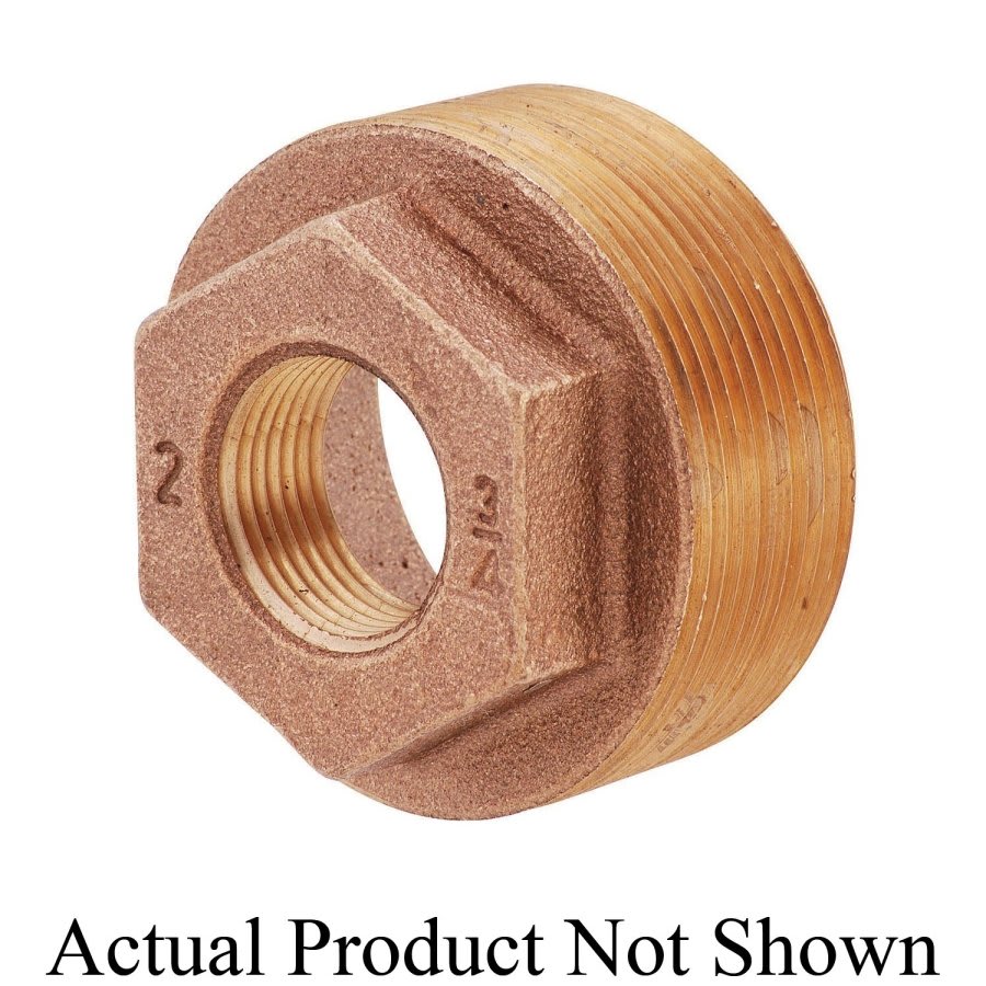 Hex Head Bushing, 1-1/2 x 1-1/4 in, MNPT x FNPT, Lead Free Brass, Rough Brass