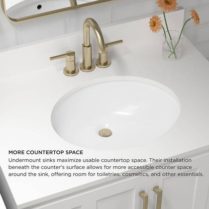 19.5 in. Undermount Oval Vitreous China Bathroom Sink in White