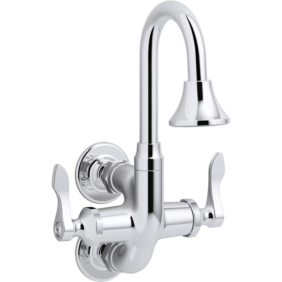 Triton Bowe Cannock 1.2 GPM Wall Mounted Double Hole Bathroom Faucet - Less Drain Assembly