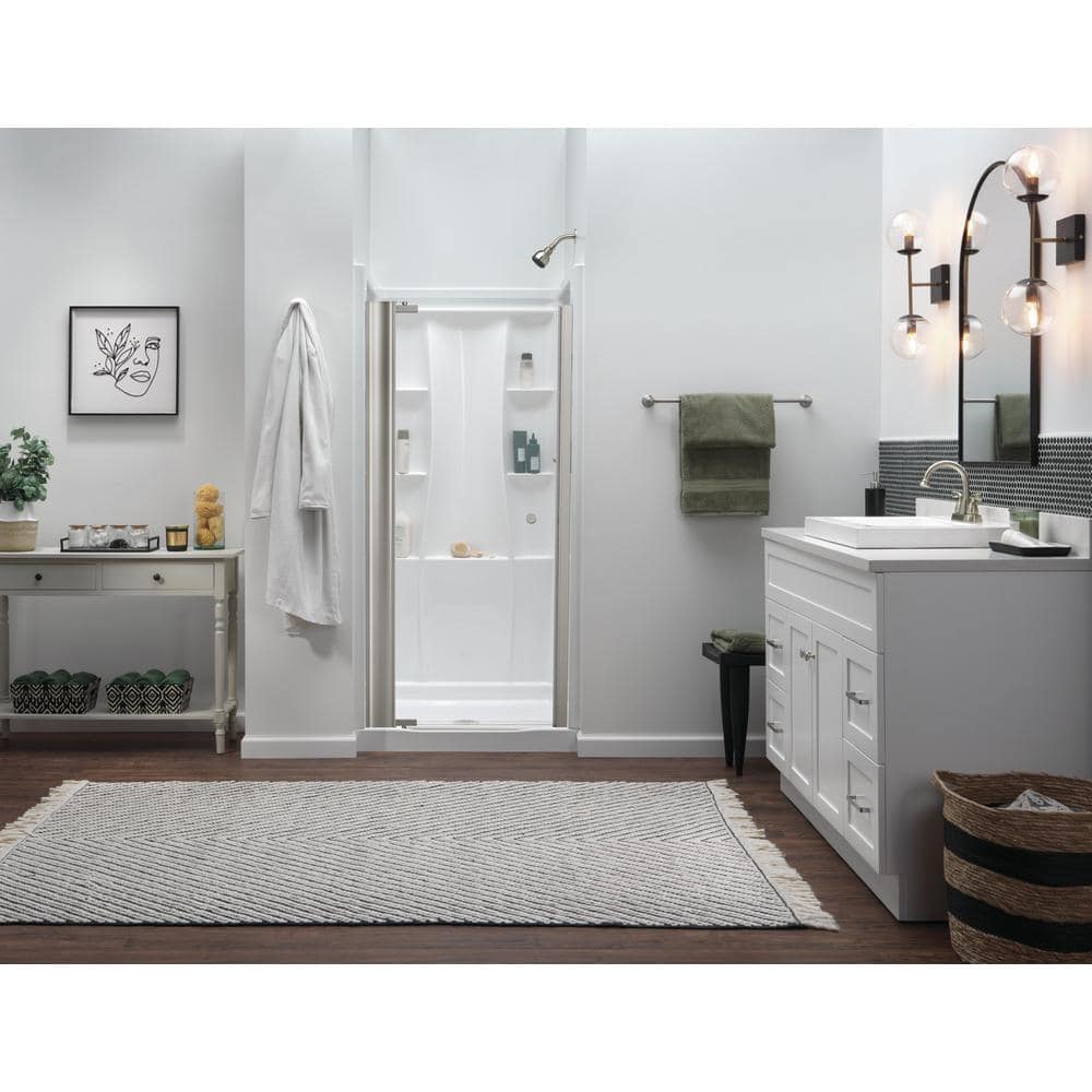 Classic 500 36 in. L x 36 in. W Alcove Shower Pan Base with Center Drain in High Gloss White