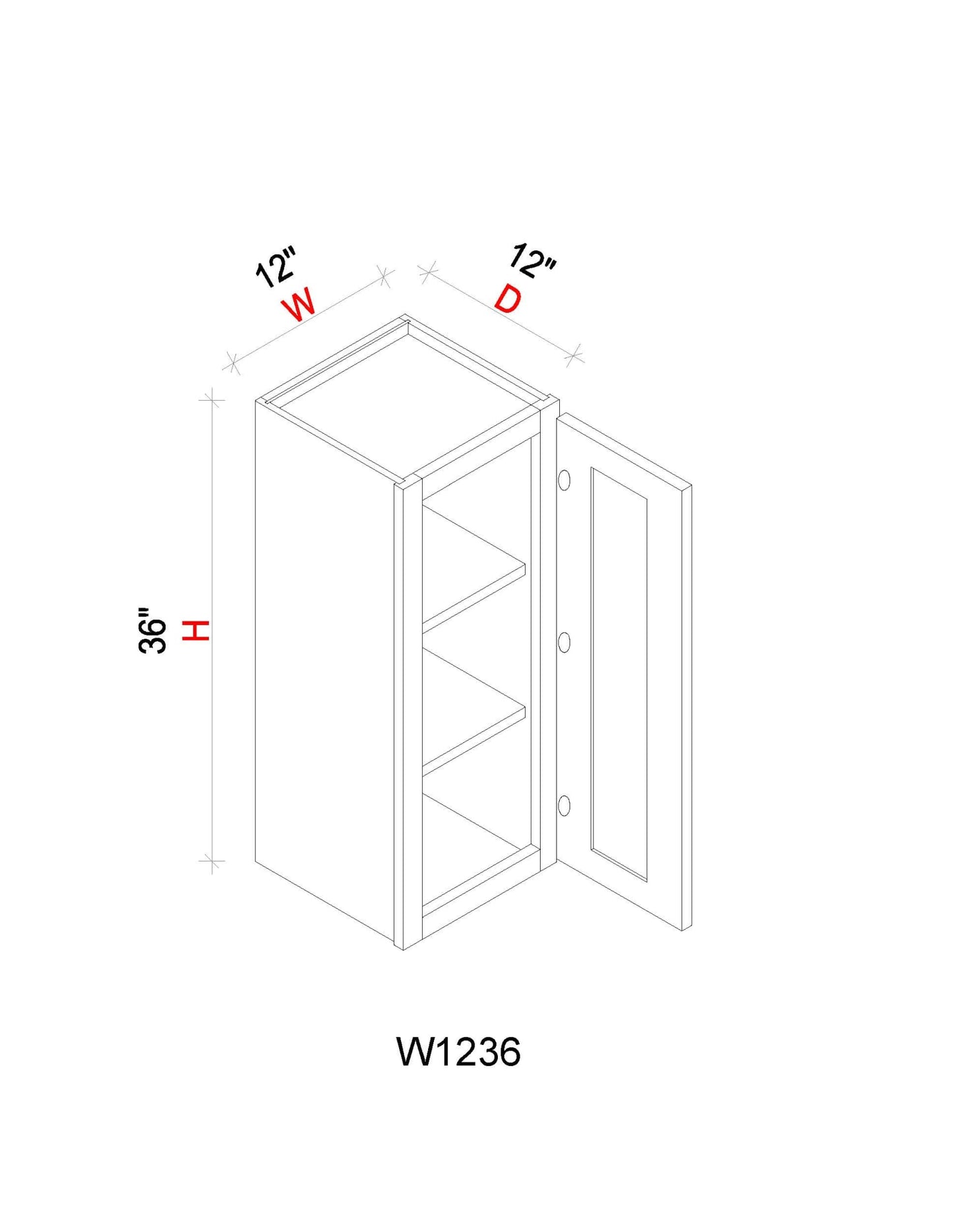 Wall Cabinet - 12"W x 36"H x 12"D