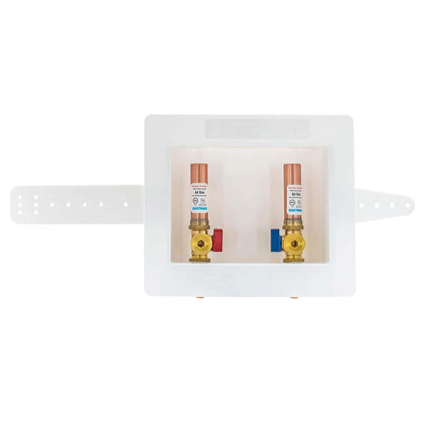 1/2 in. Crimp PEX Plastic Center Drain Washing Machine Outlet Box with Hammer Arrestors