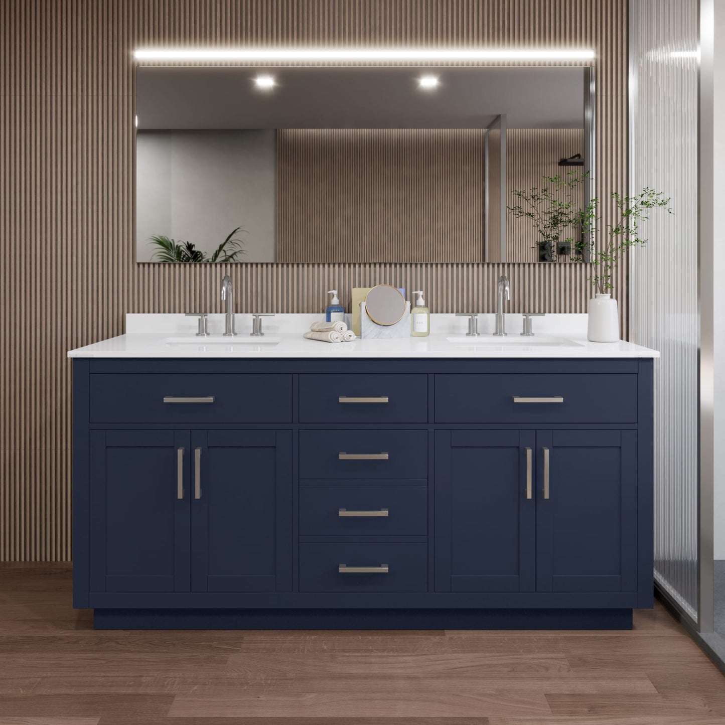 Beckett Double Bathroom Vanity with Toe Kick - 72W x 35H x 22D
