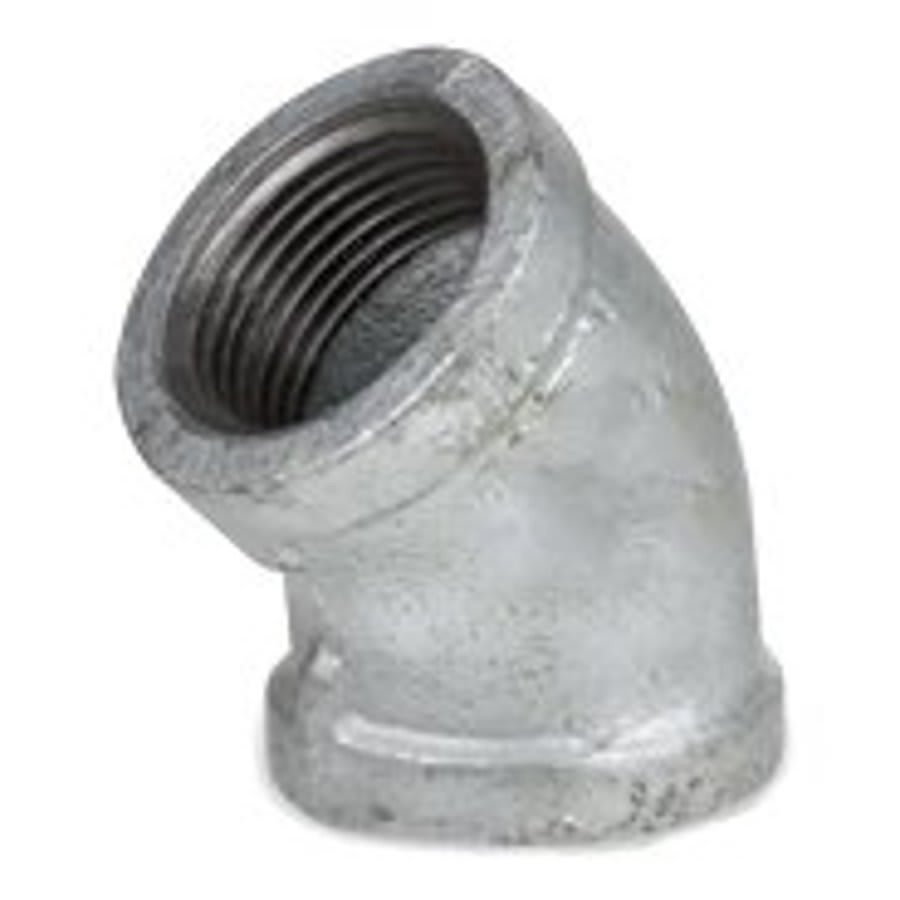 45 deg Elbow, 2 in, FNPT, 150 lb, Malleable Iron, Galvanized, Domestic