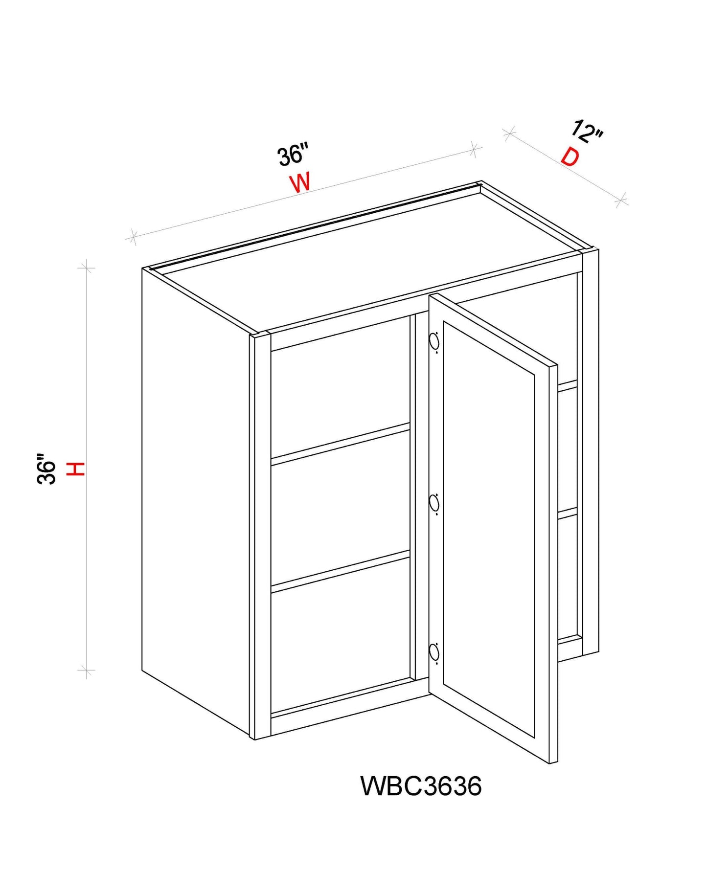 Wall Blind Corner Cabinet - 36"W x 36"H x 12"D