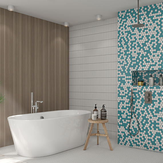 Color Wheel Mosaic Matte Arctic White Straight Joint 2X2 Matte