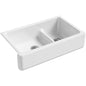 Whitehaven 35-11/16" Self-Trimming Farmhouse Double Basin Apron Front Enameled Cast Iron Kitchen Sink with Smart Divide Basin