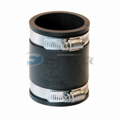 Transition Coupling, 2 in, Cast Iron/Plastic x Cast Iron/Plastic, Flexible PVC