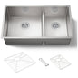 Strive 32" Smart DivideÂ® Under-Mount Large/Medium Double-Bowl Kitchen Sink With Basin Rack