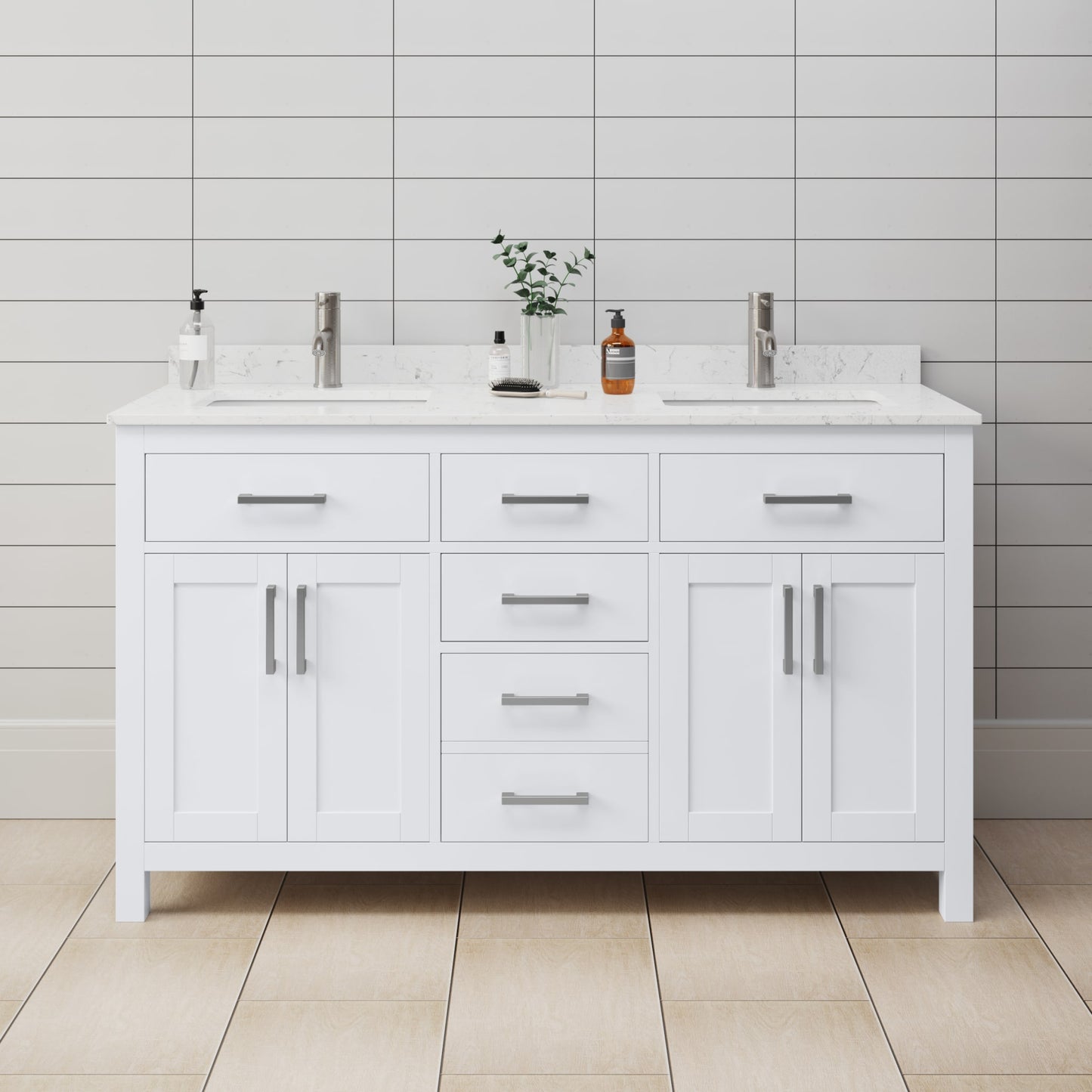 Beckett Double Bathroom Vanity - 60W x 35H x 22D