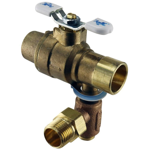 3/4 in. LF Brass Full Port Solder Ball Valve with Integral Thermal Expansion Relief Valve 1/2 in. NPT/Solder Outlet