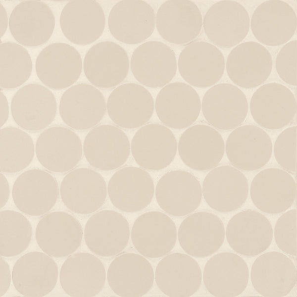 Makoto 2" Round Matte Porcelain Mosaic Tile in Tatami Beige