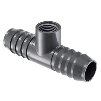Tee, 1 x 3/4 in, Insert x Insert x FNPT, PVC