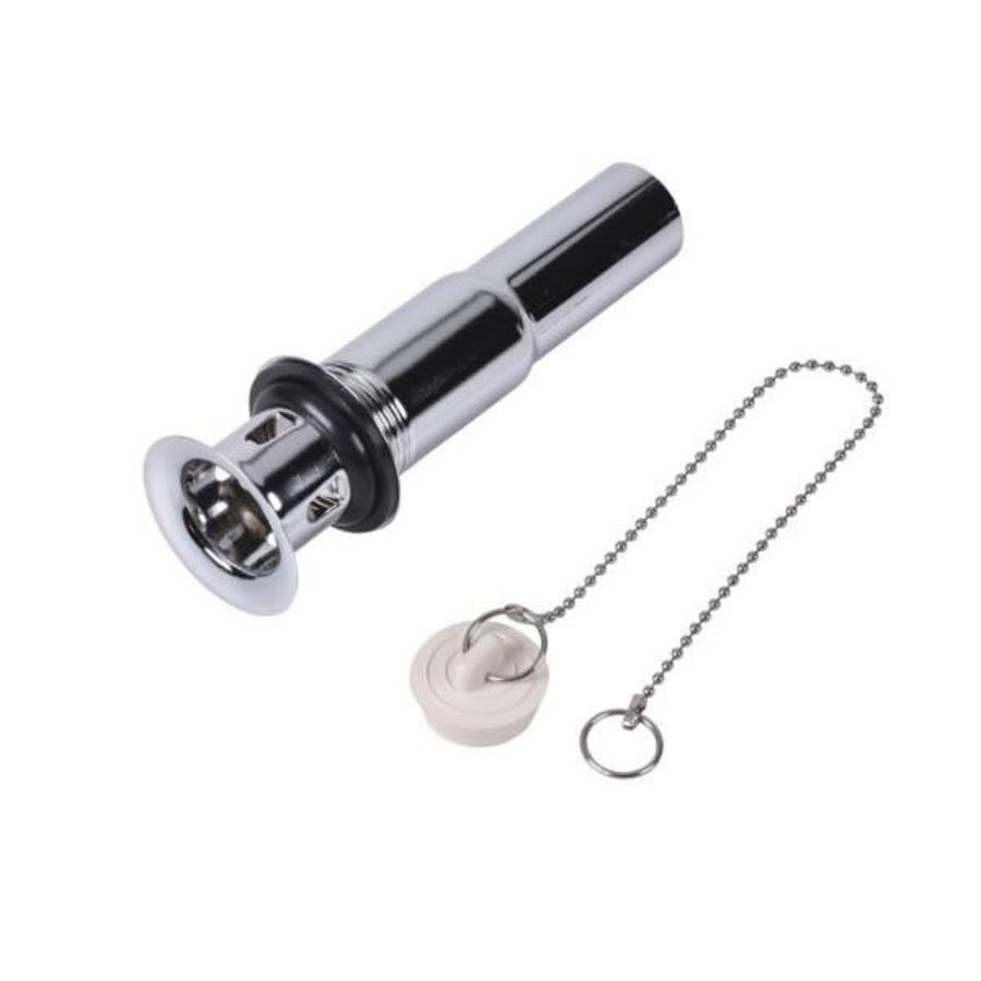 2-Piece PO Plug With Chain and Stopper, 1-1/4 in, Brass, Polished Chrome