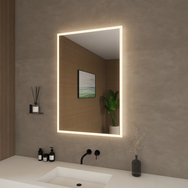 Hilton Frameless LED Perimeter Lighted Bathroom Vanity Mirror with Dimmer and Defogger - 24W x 36H x 1.38D