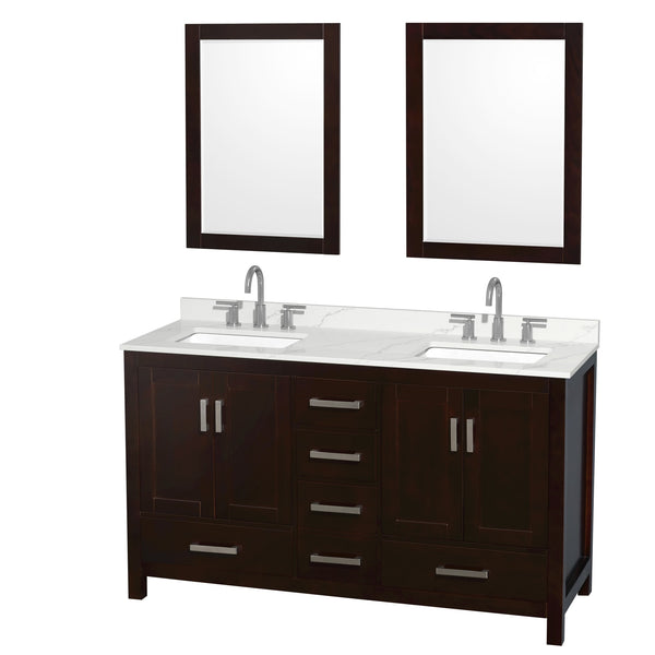 Sheffield Double Bathroom Vanity - 60W x 35H x 22D