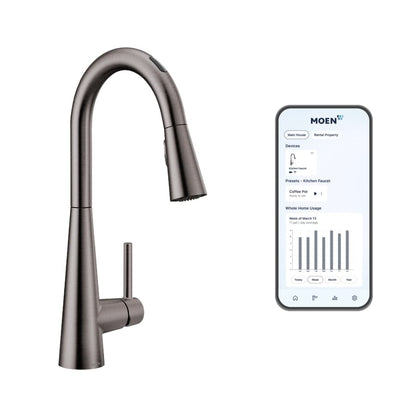 Sleek 1.5 GPM Single Hole Pull Down Kitchen Faucet with Voice Activation