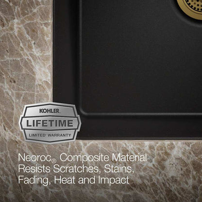 Cairn 24-1/2" Undermount Single Bowl Neoroc Granite Composite Kitchen Sink with Bottom Sink Rack