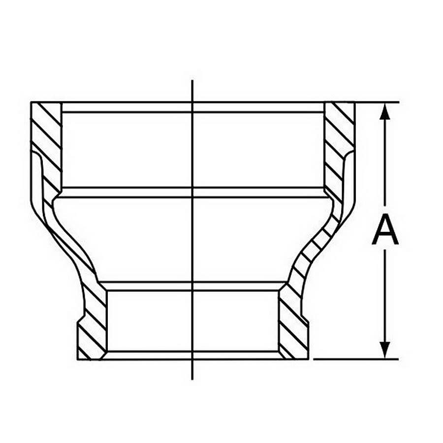 Reducer Coupling, 2 x 1 in, FNPT, 300 lb, Malleable Iron, Black